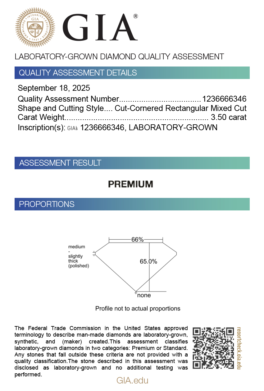 certificat diamant GIA exemple officiel