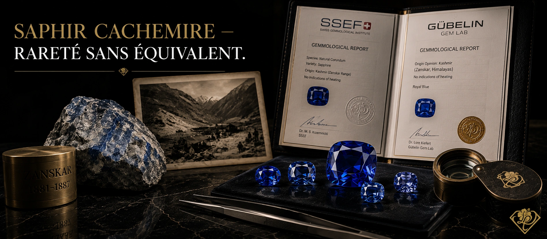 Saphir du Cachemire certifié Royal Blue non traité — actif gemologique rarissime MGE